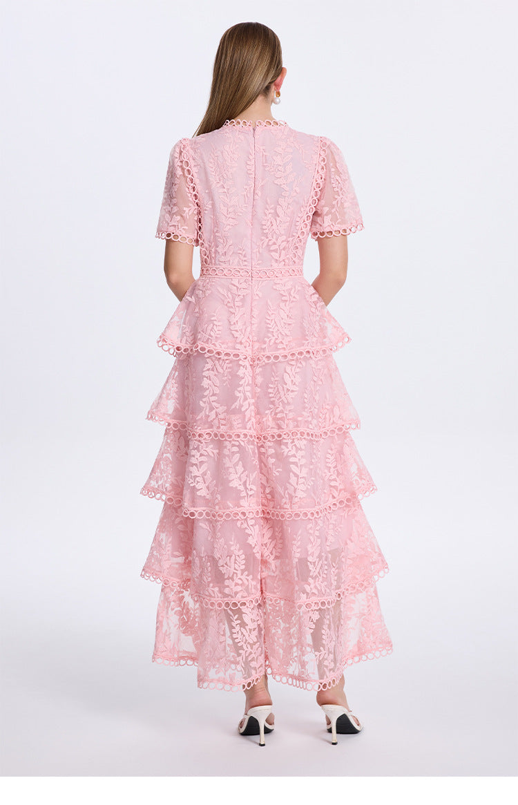 Embroidered Ruffle Tiered Maxi Dress