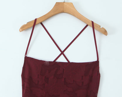 Strappy Backless Jacquard Maxi Dress