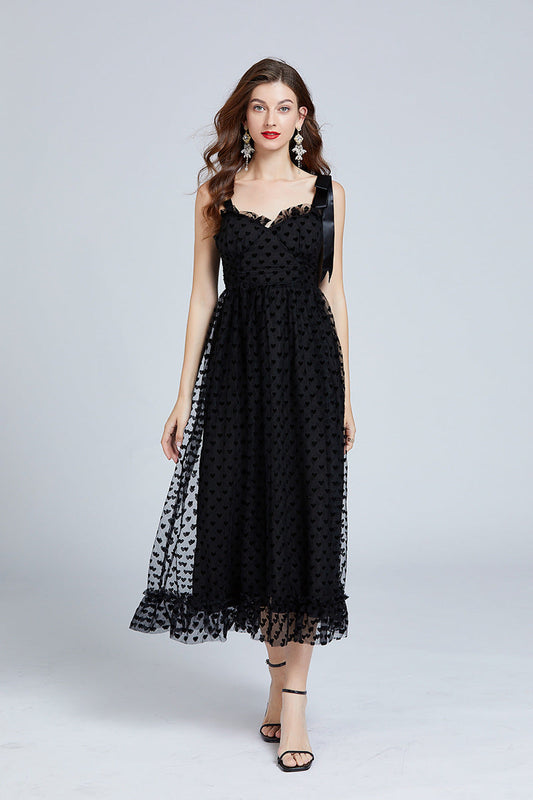 Love Dots Ruffled Maxi Dress – Adjustable Straps