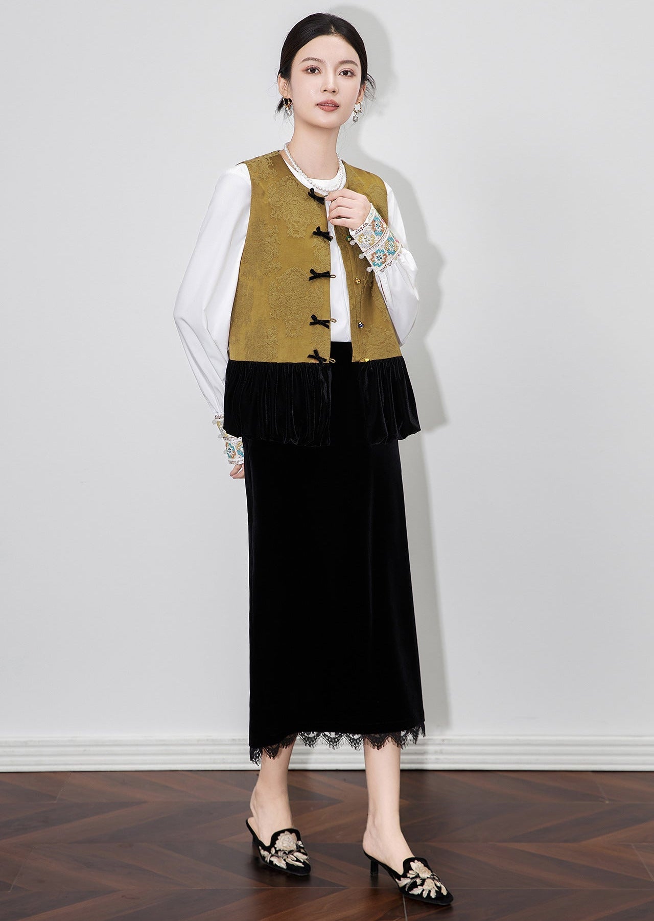 Jacquard Velvet Vest Jacket