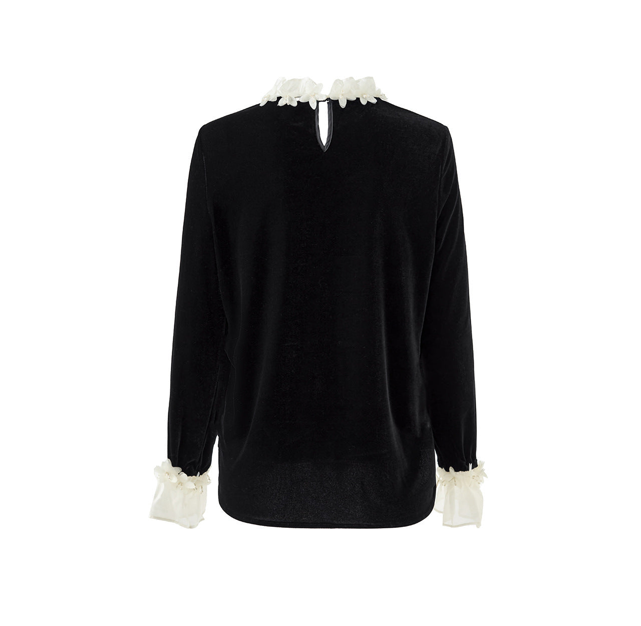 Floral Collar Velvet Blouse