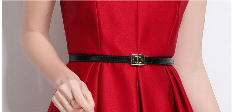 Elegant Sleeveless A-Line Dress in Red