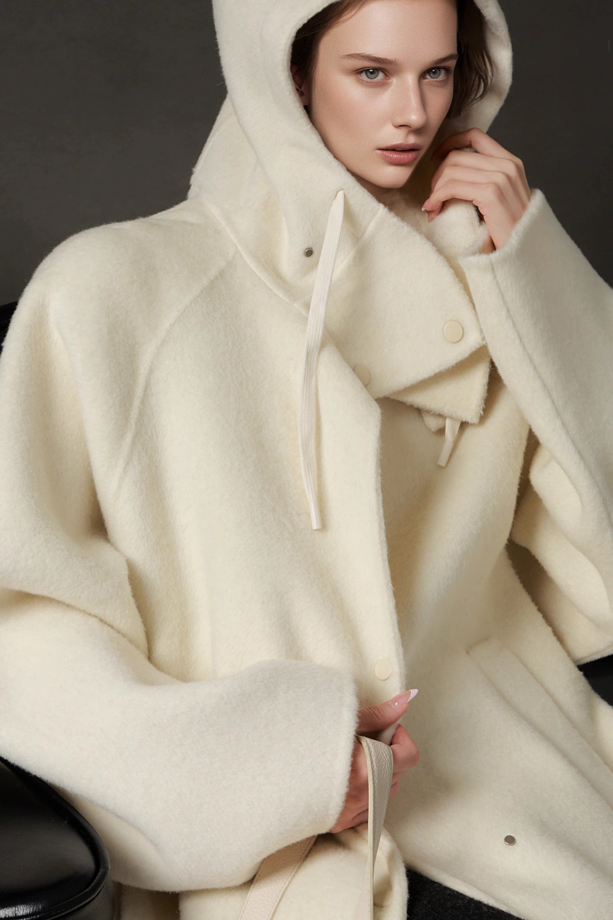 Hooded Alpaca Wool Long Coat