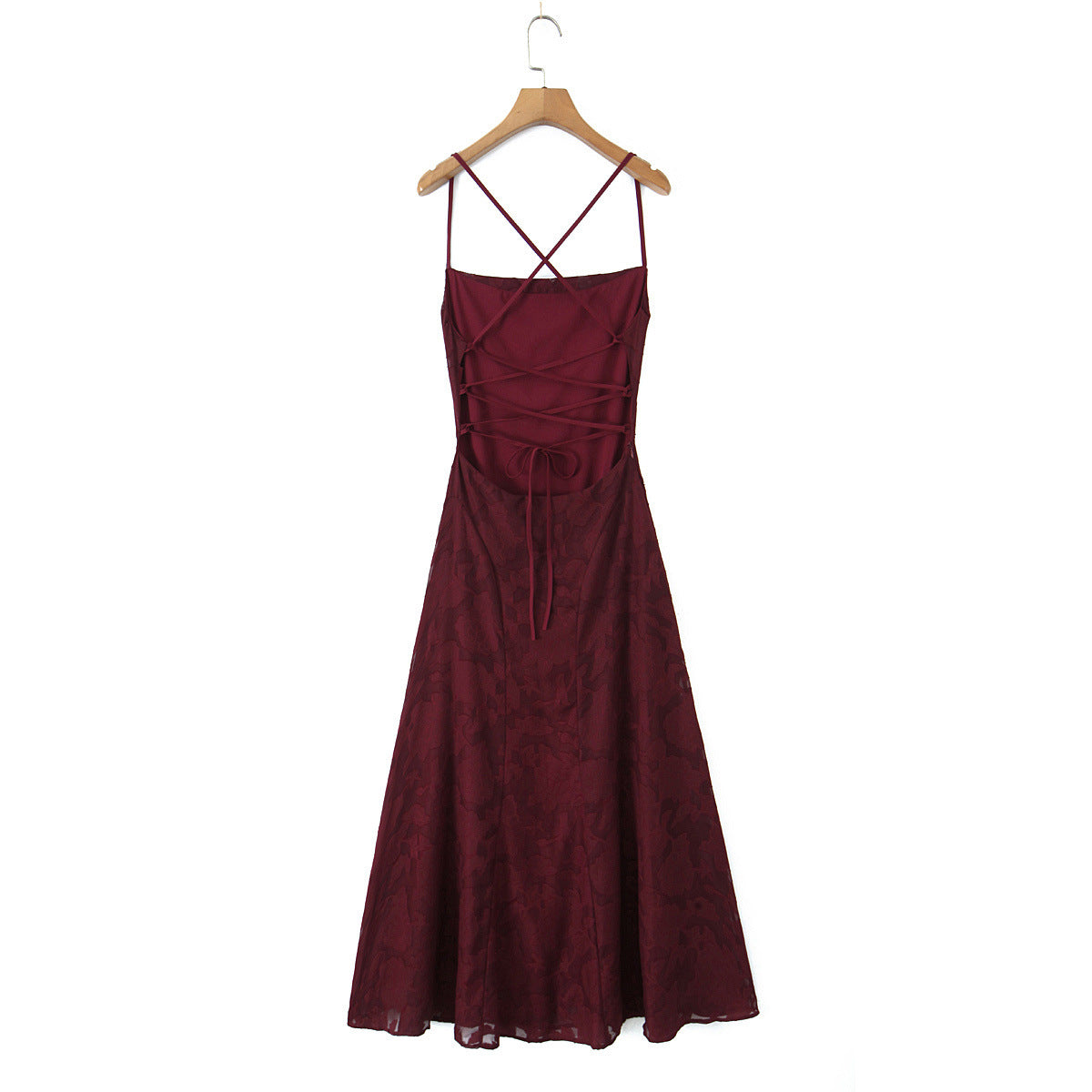 Strappy Backless Jacquard Maxi Dress
