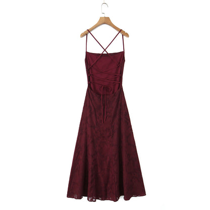 Strappy Backless Jacquard Maxi Dress