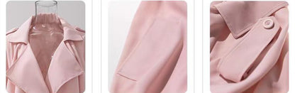 Pastel Blush Flowing Belted Trench Coat