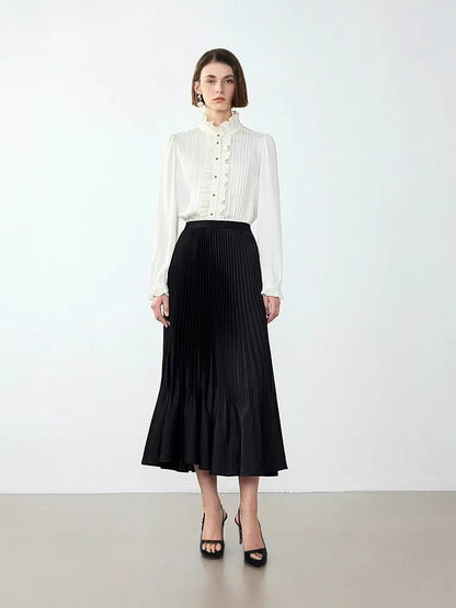 Shimmer Pleated Mermaid Midi Skirt