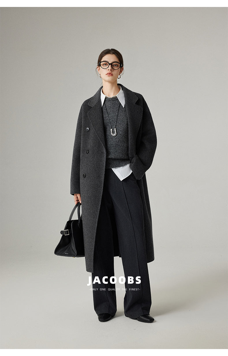 Reversible Pure Wool Minimal Long Coat