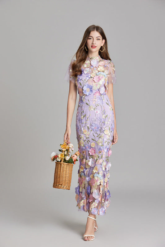 3D Floral Embroidered Lace Mermaid Dress