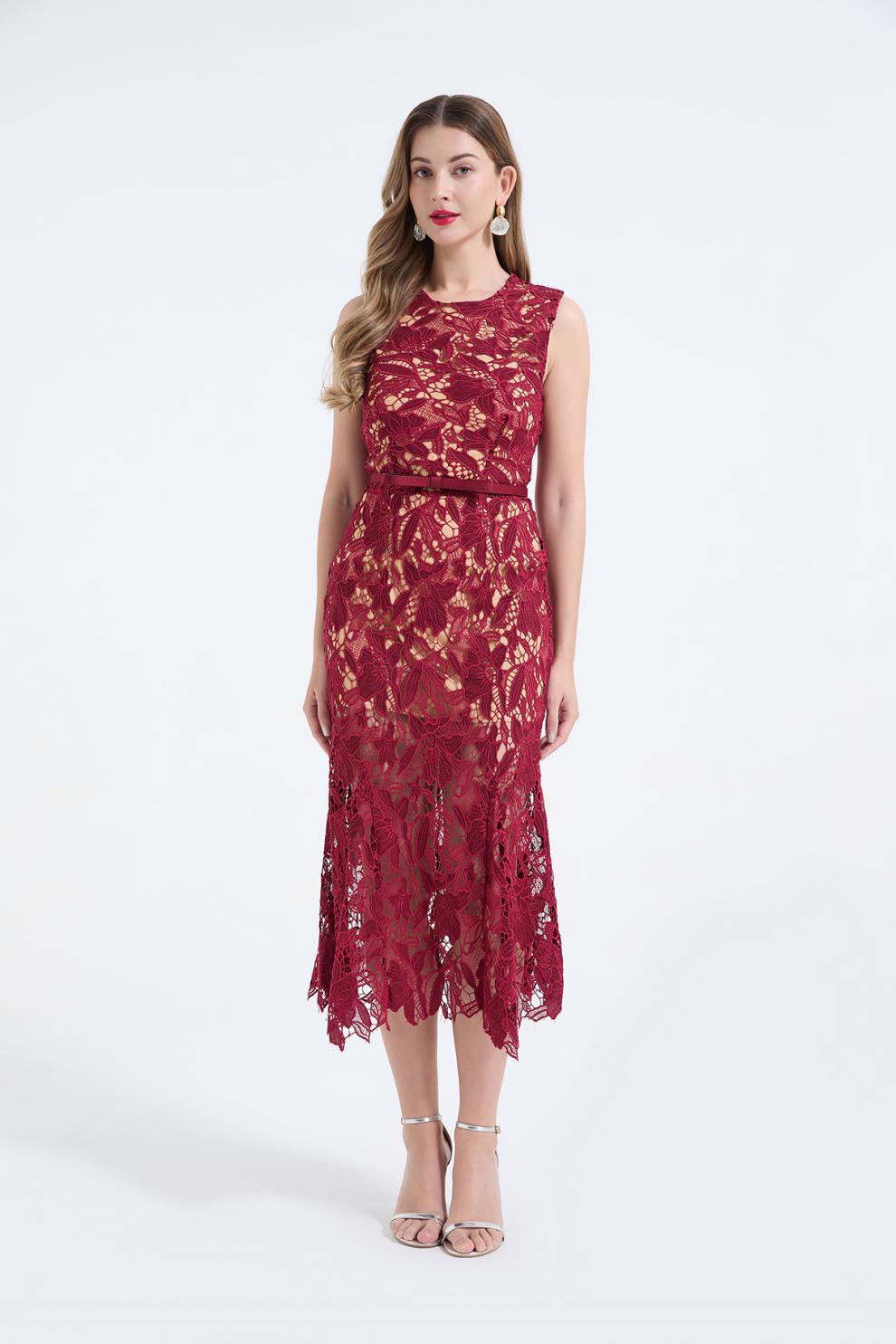 Embroidered Fishtail Maxi Dress