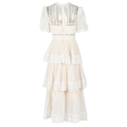 Layered Lace Embroidered Tea Dress