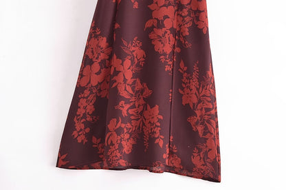 Red Strappy Tie-Waist Slit Midi Dress
