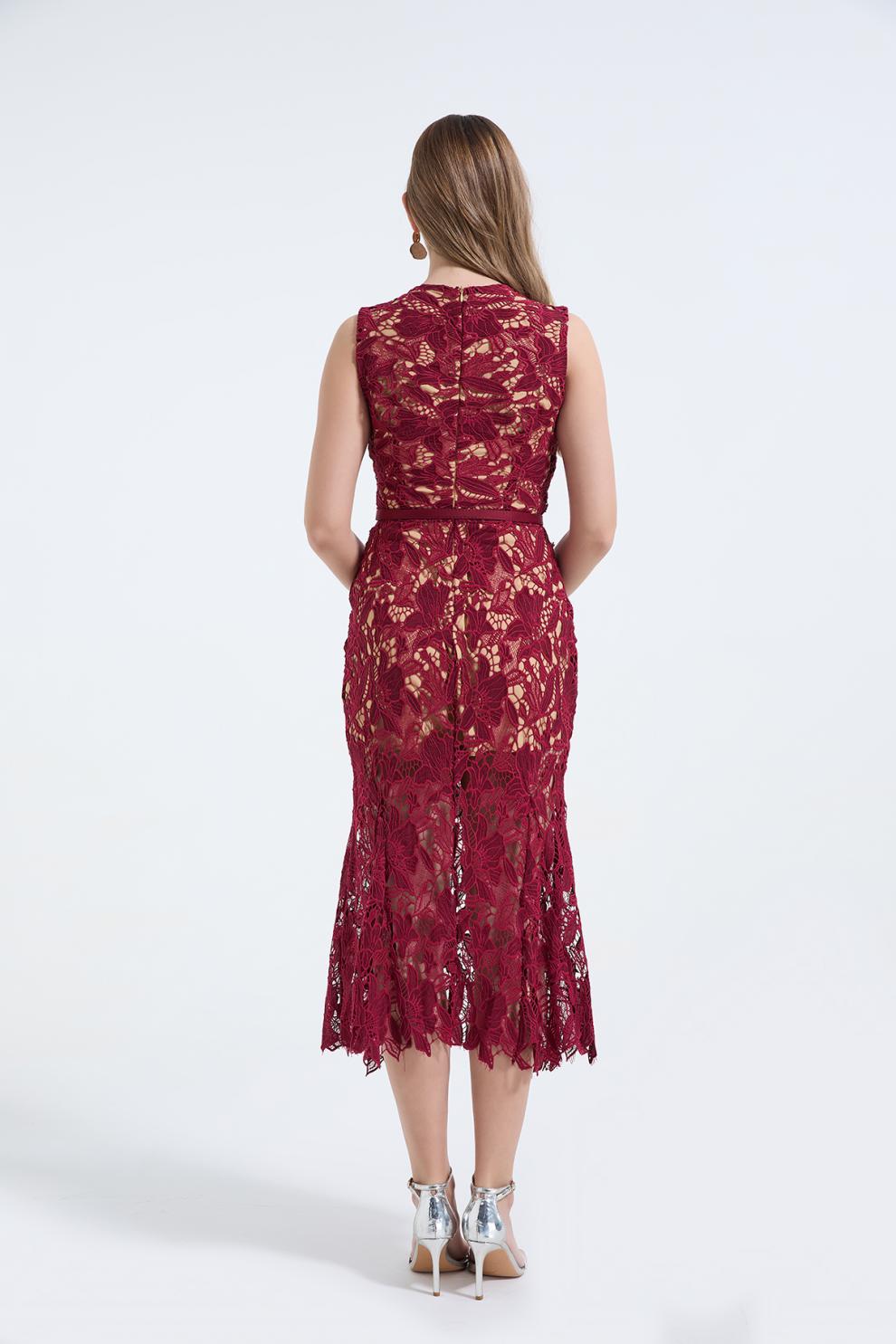 Embroidered Fishtail Maxi Dress