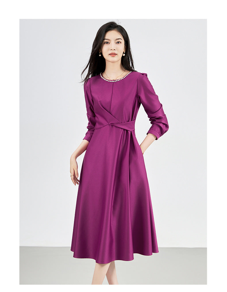 Shimmer Texture Mid-Waist Premium Midi Dress