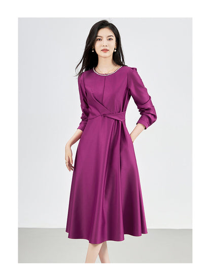 Shimmer Texture Mid-Waist Premium Midi Dress