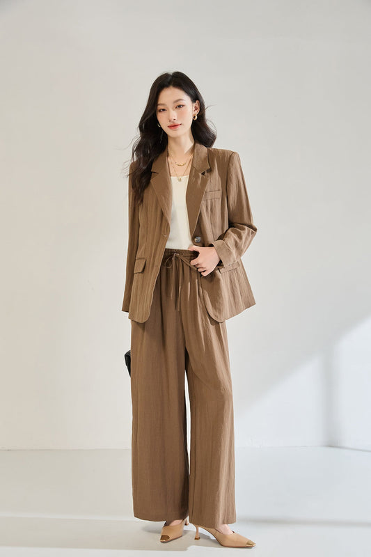 Tencel Linen Blend Tailored Suit Set