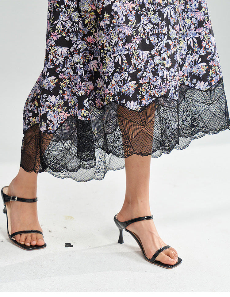 Vogue Garden High-Waist Asymmetric Floral Skirt