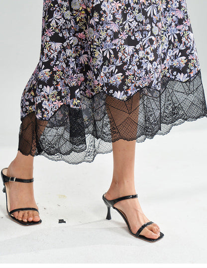Vogue Garden High-Waist Asymmetric Floral Skirt