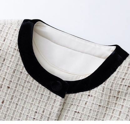 Bow-Detail Tweed Jacket & Velvet Skirt Set