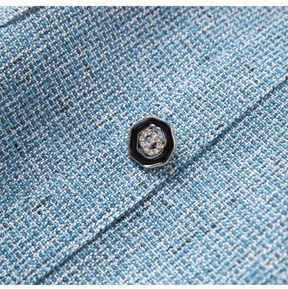 French-Texture Mini Dress with Scarf Collar