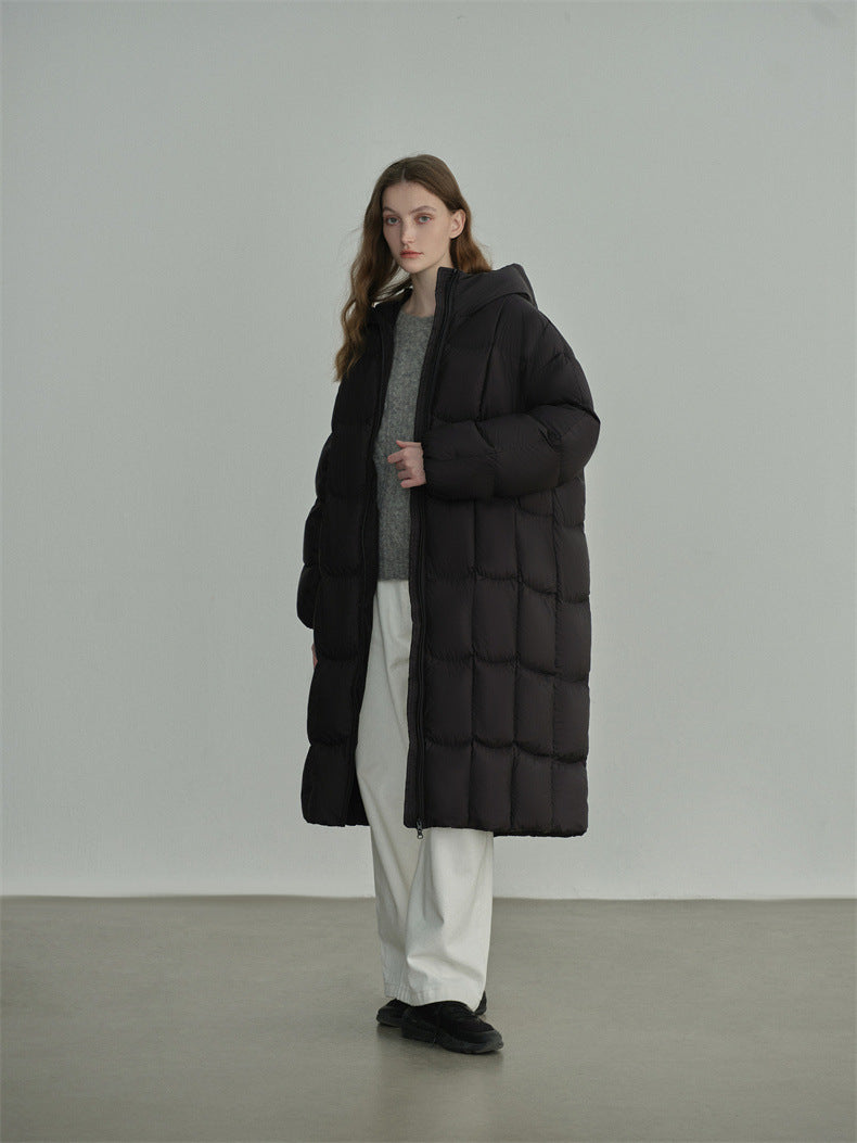 Long Hooded Duck Down Coat