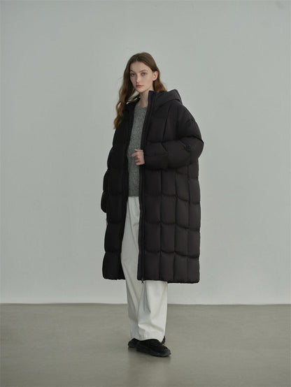 Long Hooded Duck Down Coat