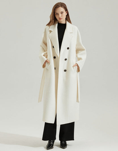 Classic Alpaca Wool Long Coat – Double-Faced Oversized Design