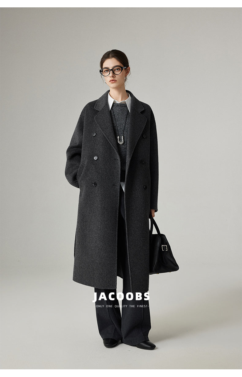 Reversible Pure Wool Minimal Long Coat