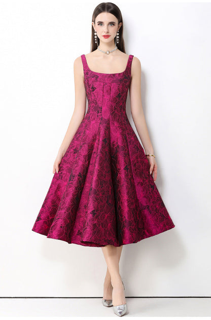 Rosé Lumière Jacquard Strap Maxi Dress