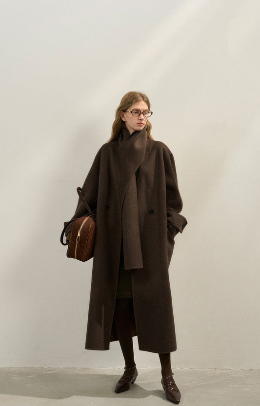 Premium Lamb Wool Shawl Collar Coat – Soft & Elegant Winter Overcoat
