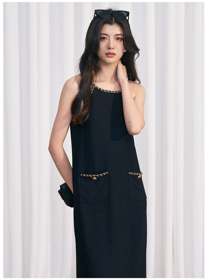 Noir Chain Strap Midi Dress