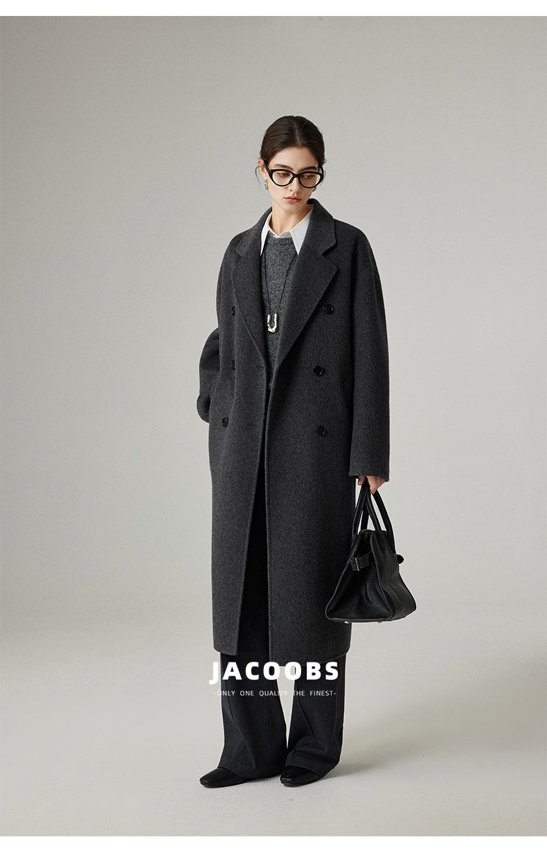 Reversible Pure Wool Minimal Long Coat