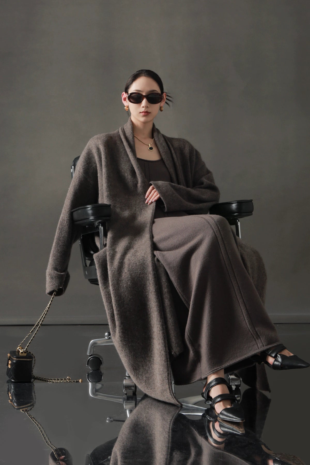 Minimalist Cashmere-Blend Wool Long Cardigan