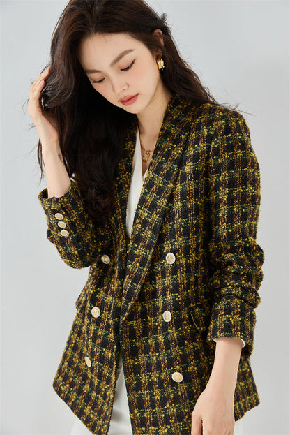 Yellow Tweed Textured Chic Blazer