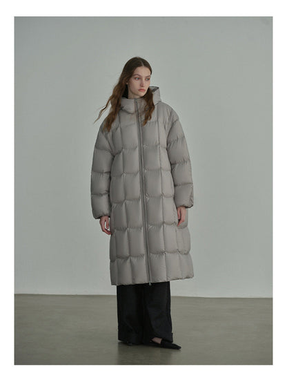 Long Hooded Duck Down Coat
