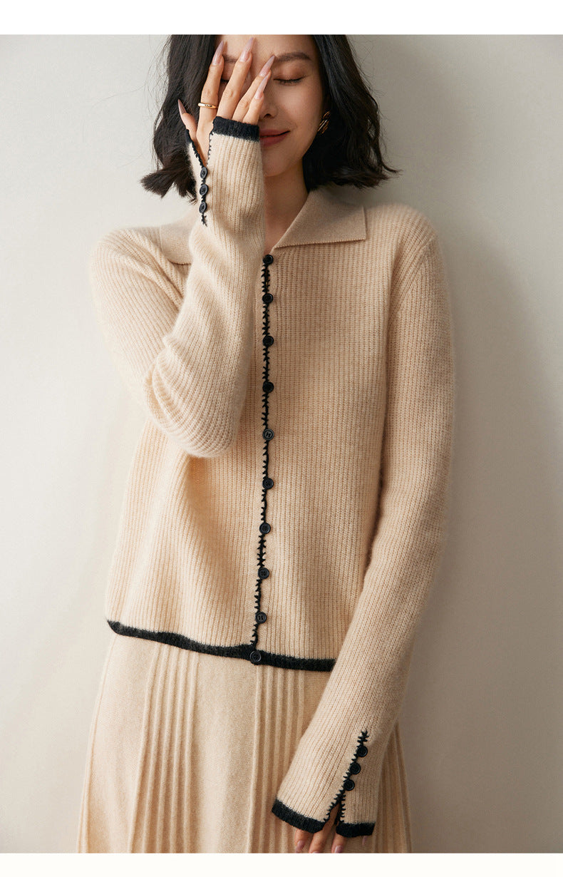 Color-Block Cashmere Cardigan