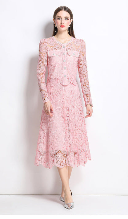 Retro Waterproof Lace Two-Piece Set