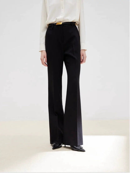 Elegant Black Straight-Leg Dress Pants