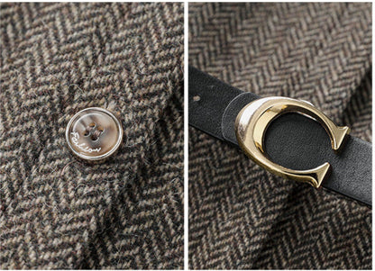 Retro Wool-Blend Vest Midi Dress + Knit Sweater Set