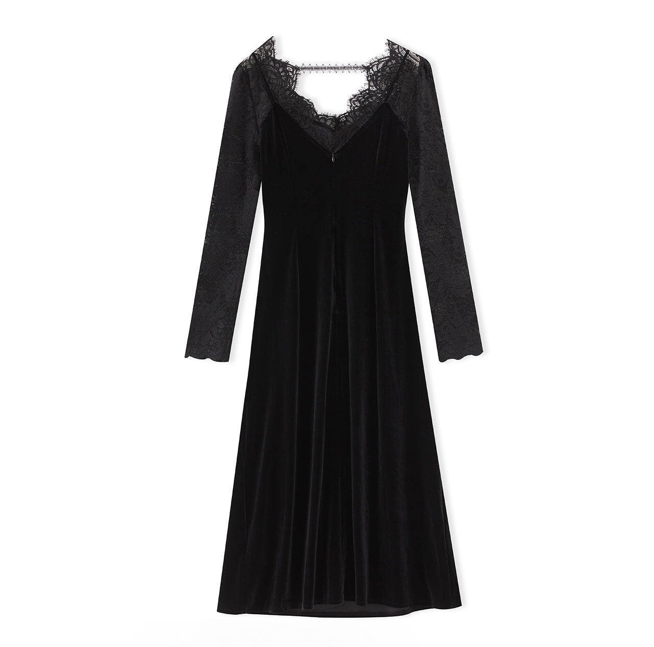 French Velvet Lace Embroidered Slim Dress