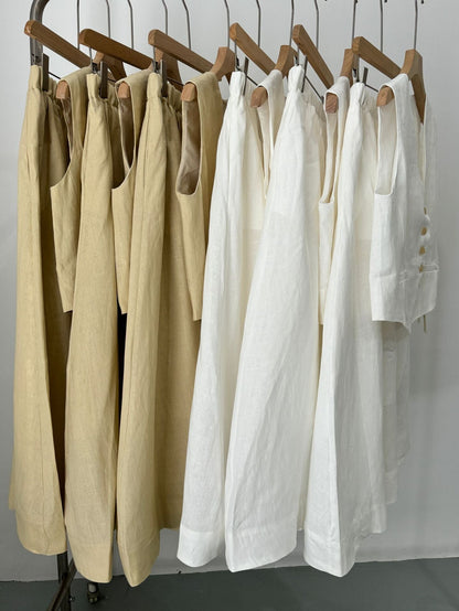 Linen Vest & Midi Skirt Set – Timeless Summer Elegance