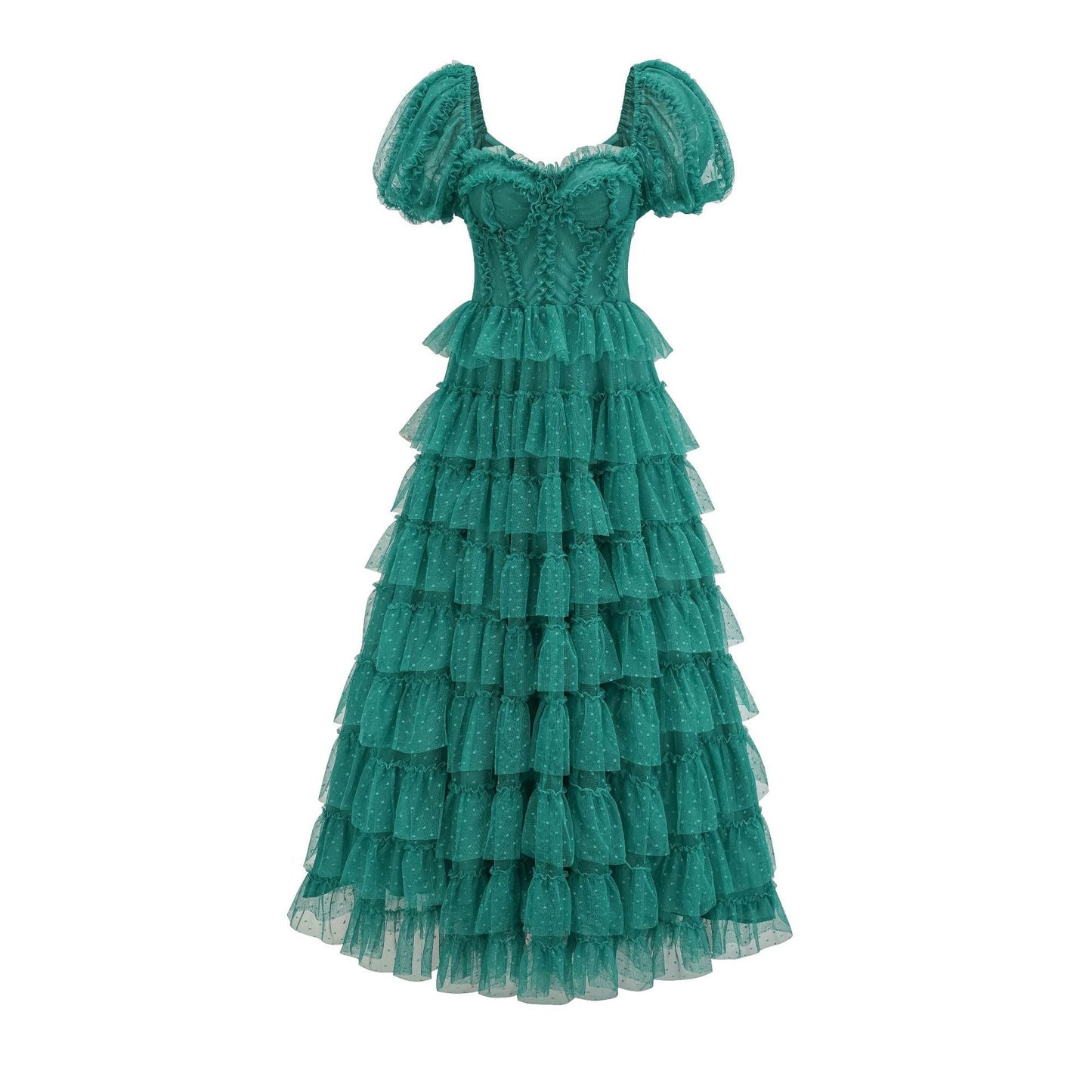 Polka Dot High-Waist Slit Maxi Dress