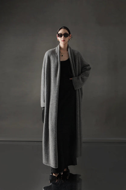 Minimalist Cashmere-Blend Wool Long Cardigan