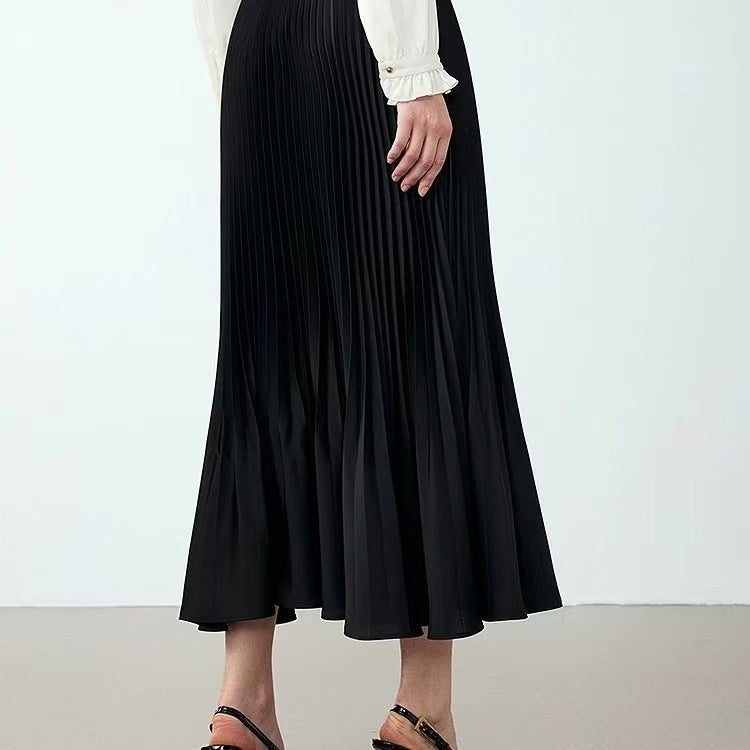 Shimmer Pleated Mermaid Midi Skirt