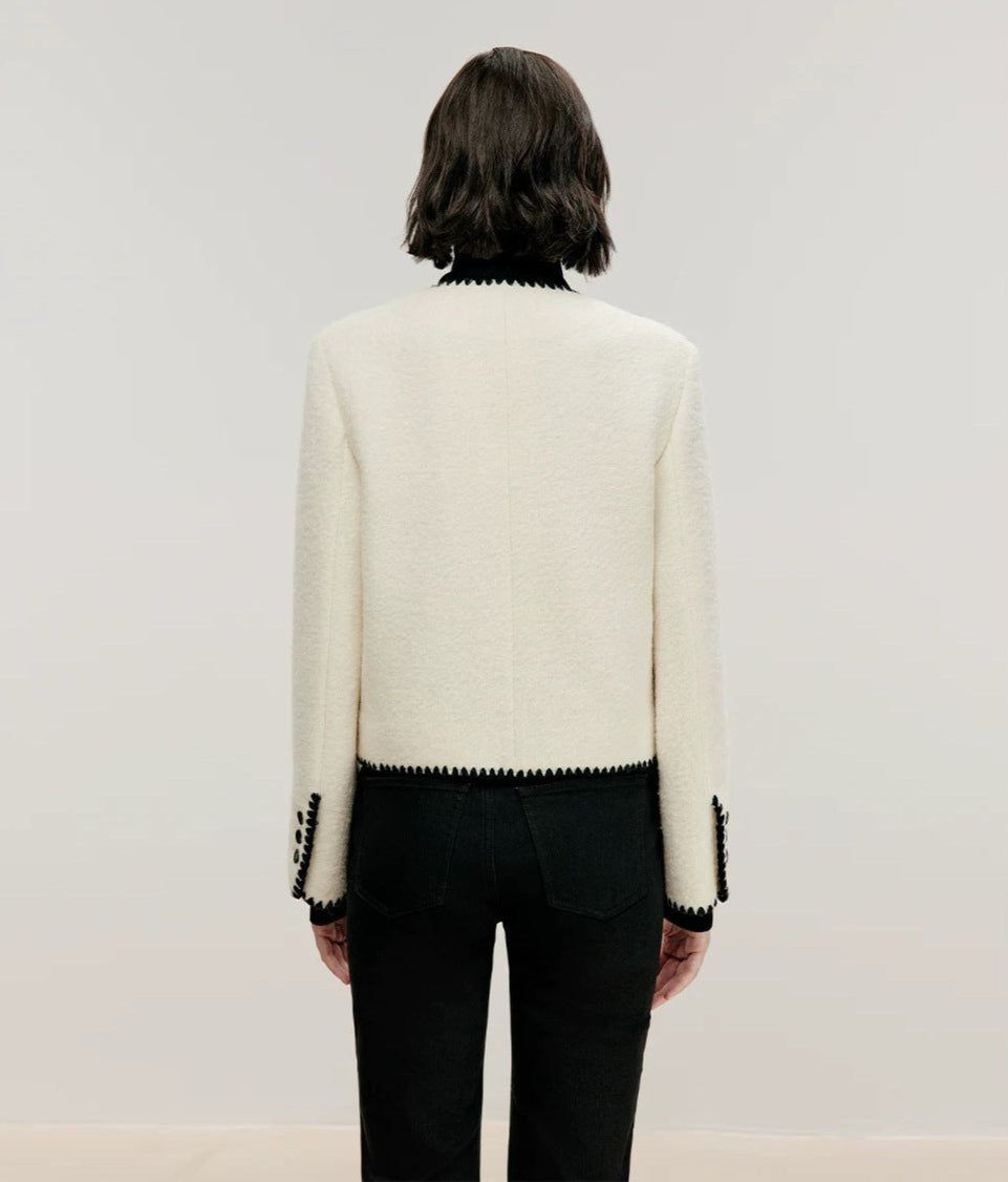 High-Quality Wool Contrast Detail Mini Jacket