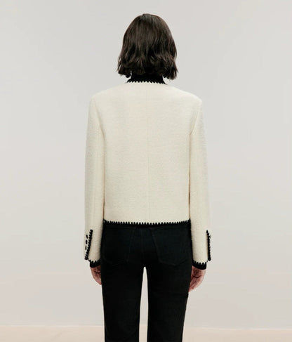 High-Quality Wool Contrast Detail Mini Jacket