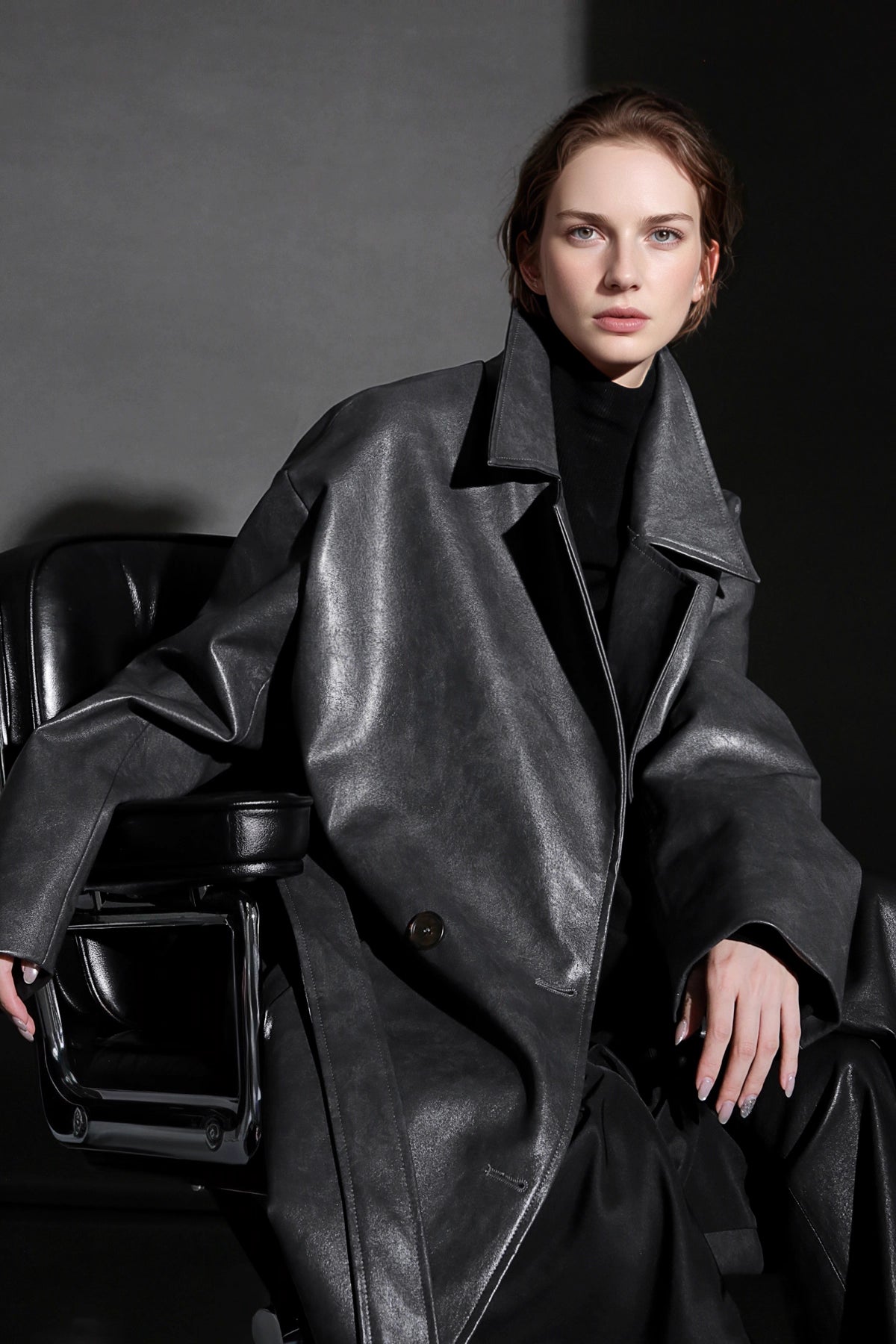 Luxury Genuine Sheepskin Trench Coat – Elegant & Timeless Design