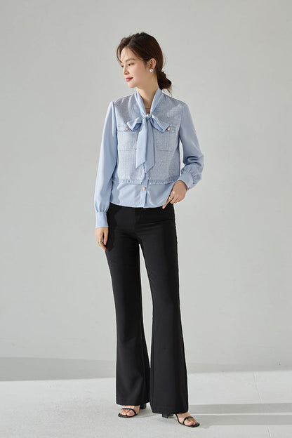 Two-in-One Look Chiffon Shirt with Scarf Collar