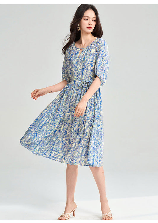 Blue Geometric Tencel Two-Piece Summer Set