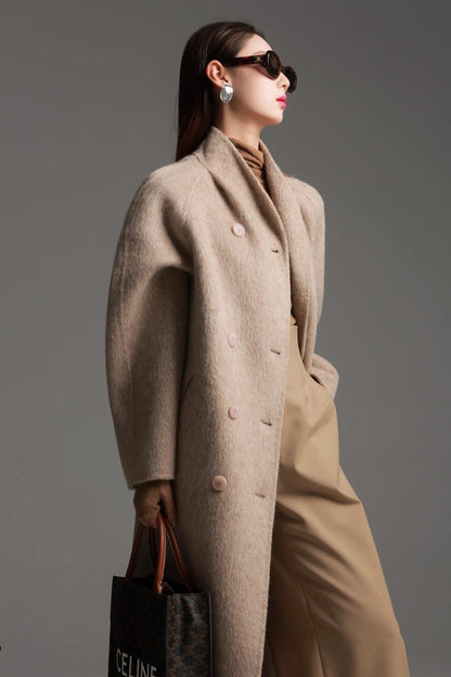 Alpaca Wool Double-Collar Coat